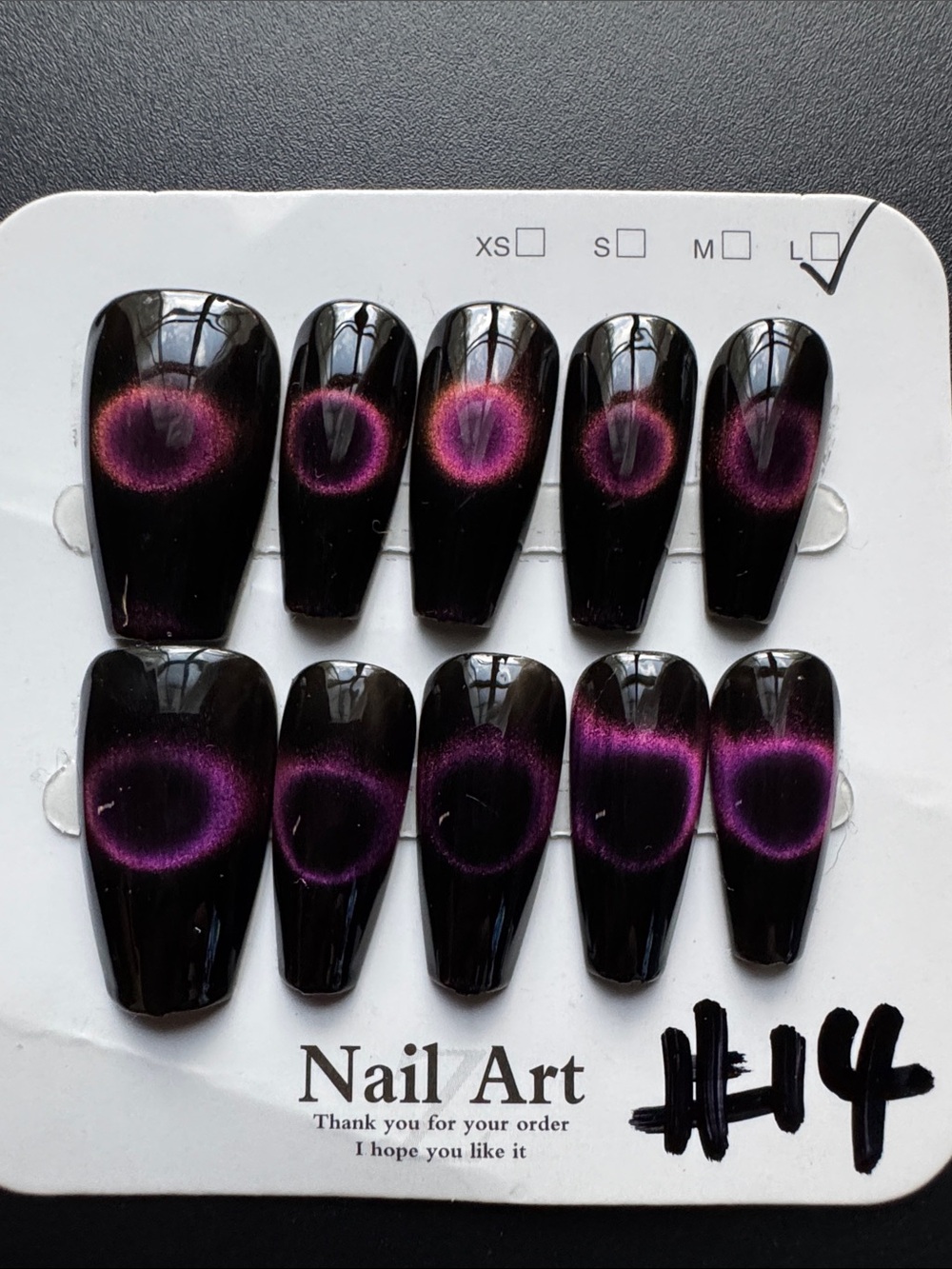 Black Purple Cat Eye Press-On Nails